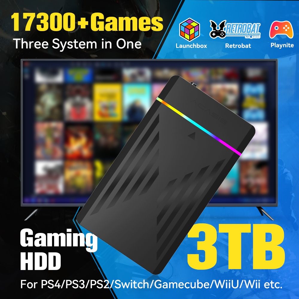 Retro Gaming Design - 3TB Portable Gaming HDD LaunchBox/Retrobat/Playnite Retro