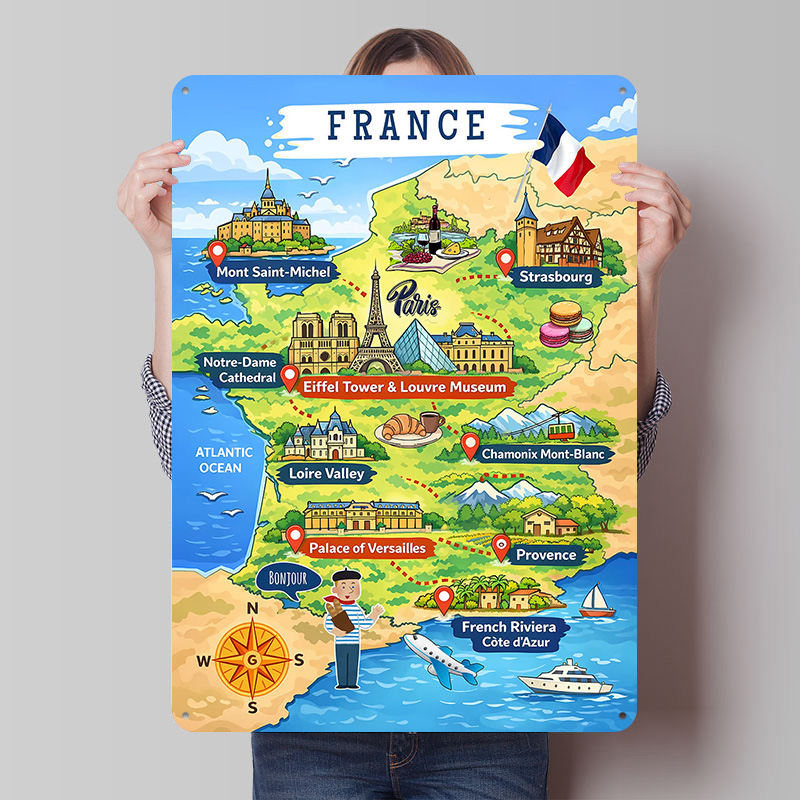 France Travel Map Cartoon Meta - Retro Gaming France recension och pris