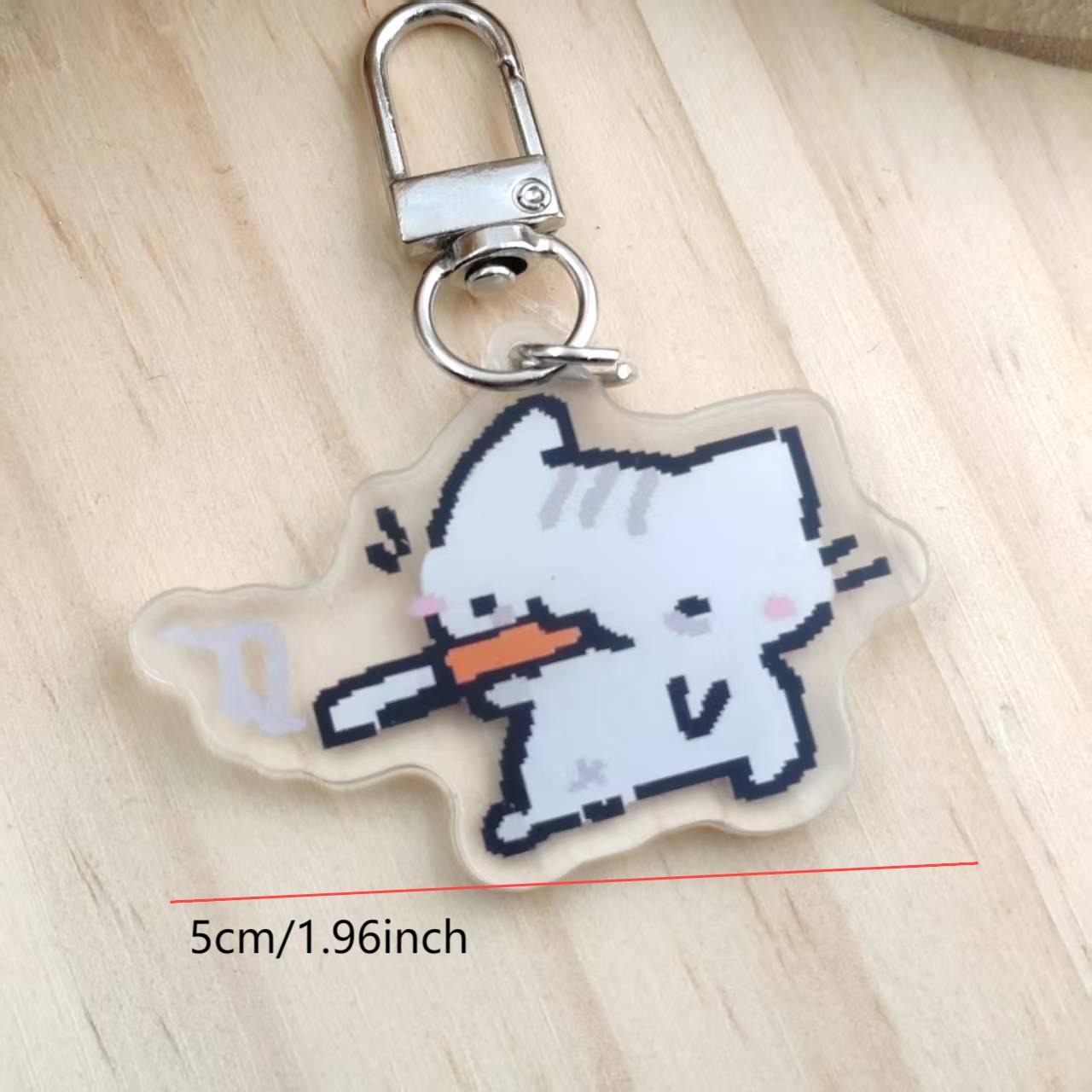 2d Flat Pixel Cat Keychain - G - Retro Gaming Design recension och pris